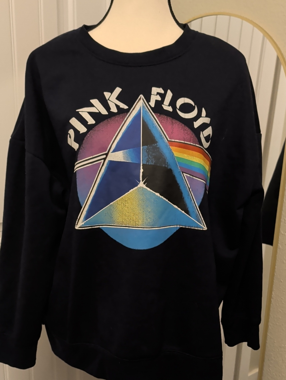 Pink Floyd Black Sweatshirt with Multicolor Prism Graphic